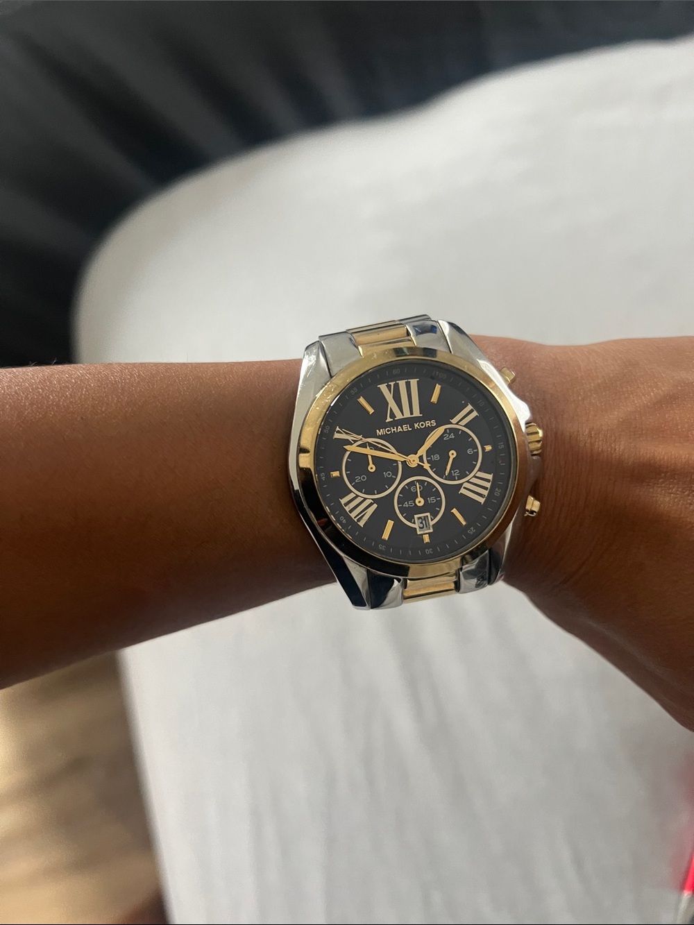 Michael Kors Two-Tone Black and Gold Men's Chronograph Watch